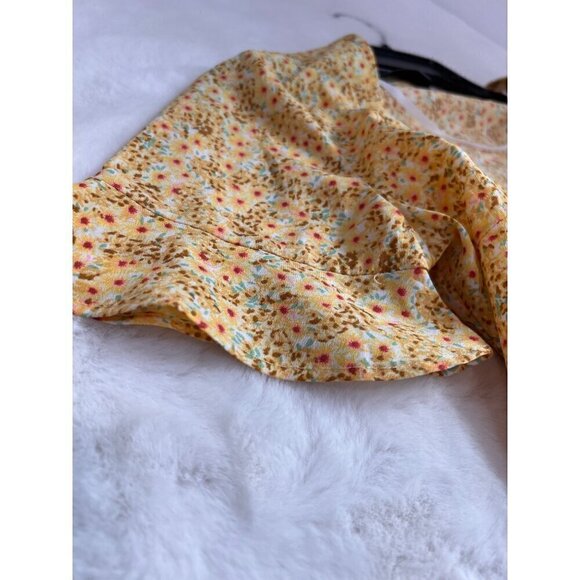 New Vero Moda Women's Size US XS floral Wrap Raffle Dress Yellow Sundress - Picture 6 of 9